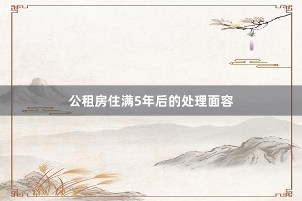 公租房住满5年后的处理面容